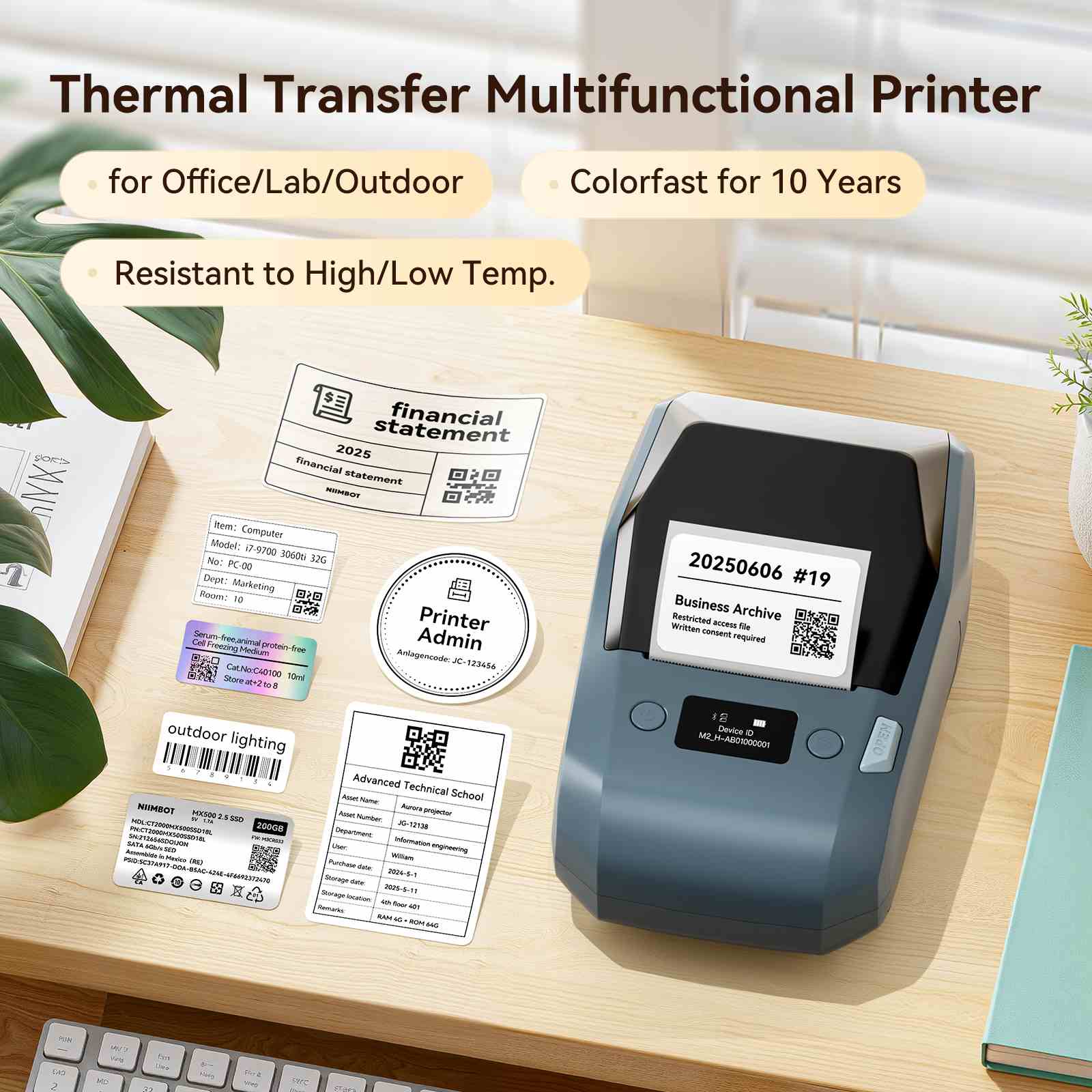 NIIMBOT M2 Thermal Transfer Label Maker, Smart Color Printing with Phones & PC for Office, Lab, Vial Bottle - Image 17