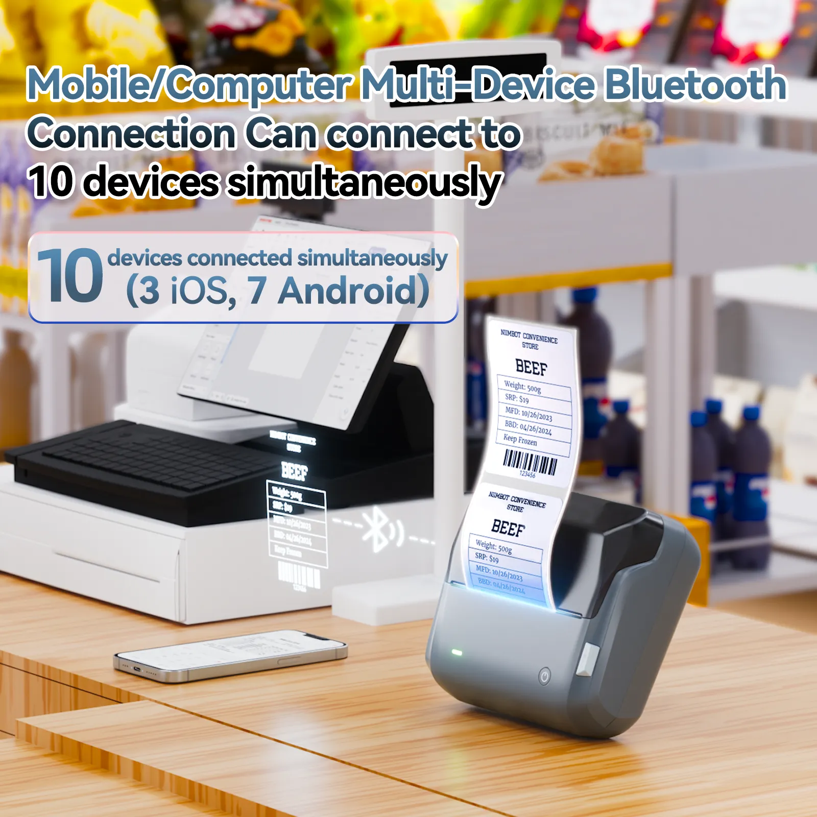 NIIMBOT B4 Inkless Thermal Label Maker for Supermarket/Retail - Image 3