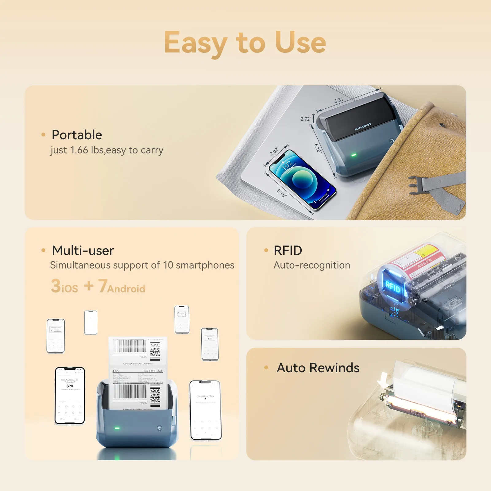 NIIMBOT B4 Inkless Thermal Label Maker for Supermarket/Retail - Image 5